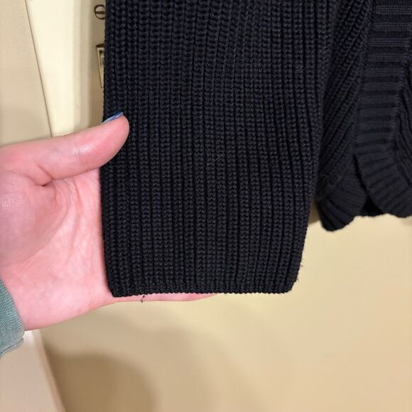 Talbots Women’s Black Cotton Blend Ribbed Cowl Neck Sweater Petite Medium - Picture 4 of 10